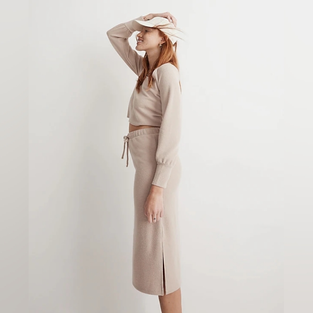 Madewell Ribbed Drawstring Midi Skirt - Picture 2 of 5